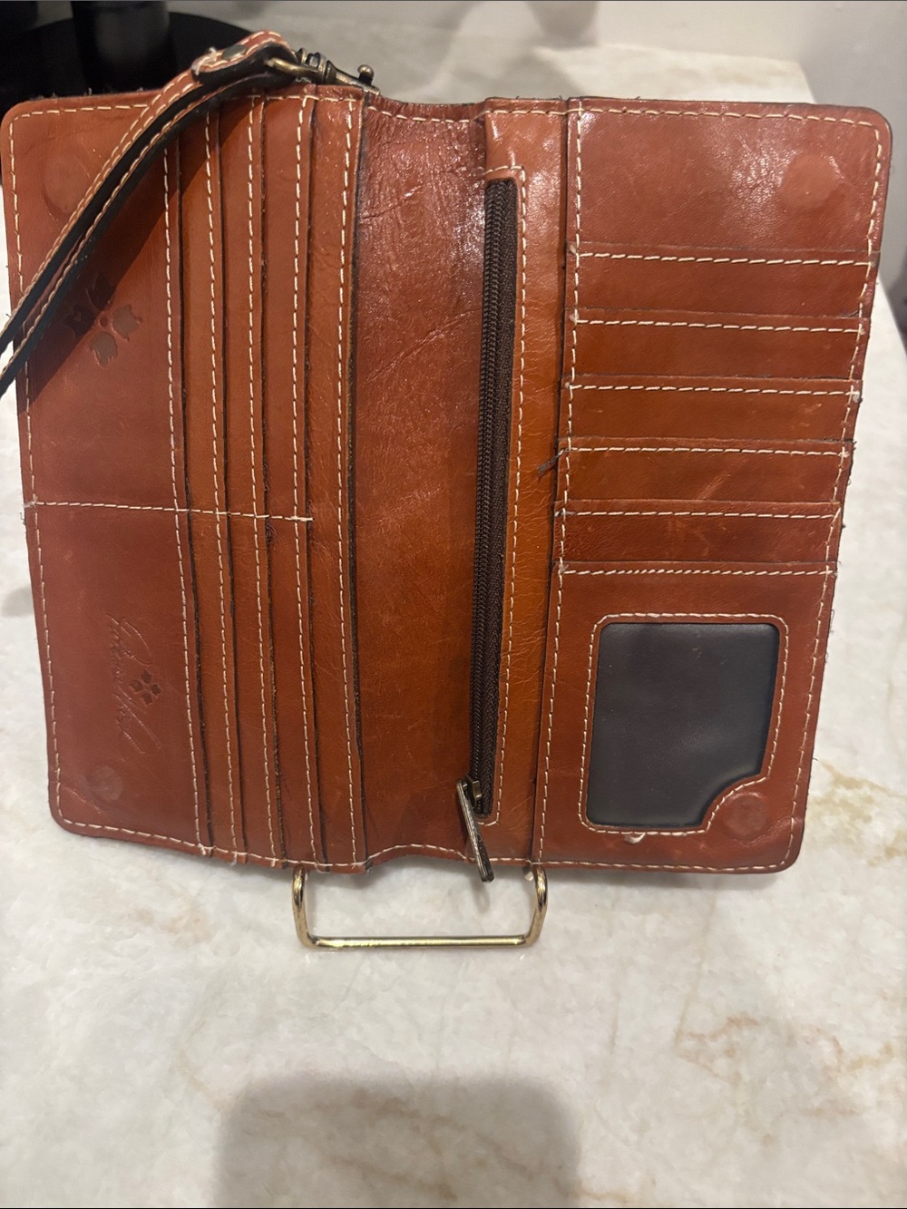 Patricia Nash Brown Leather Interior Zip Pouch - Picture 3 of 6